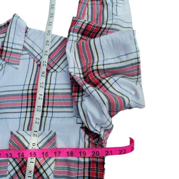 UPCYCLED Flannel with "Messy Bun" Embroidered Patch | Large - Picture 4 of 6